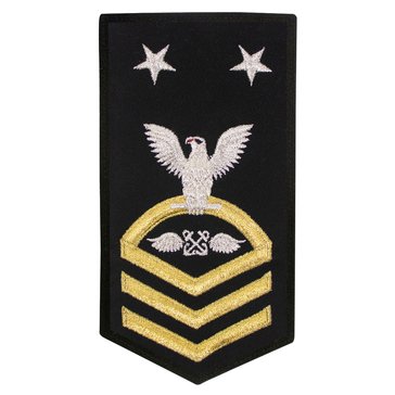 Women's E9 (ABCM) Rating Badge in STANDARD Gold on Blue POLY/WOOL for Aviation Boatswain Mate