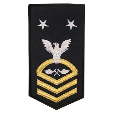 Women's E9 (AMCM) Rating Badge in STANDARD Gold on Blue POLY/WOOL for Aviation Structural Mechanic