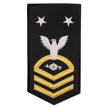 Women's E9 (CMCM) Rating Badge in STANDARD Gold on Blue POLY/WOOL for Construction Mechanic