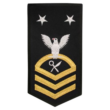 Women's E9 (ISCM) Rating Badge in STANDARD Gold on Blue POLY/WOOL for Intelligence Specialist