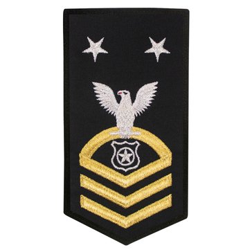 Women's E9 (MACM) Rating Badge in STANDARD Gold on Blue POLY/WOOL for Master at Arms