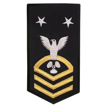 Women's E9 (MMCM) Rating Badge in STANDARD Gold on Blue POLY/WOOL for Machinist's Mate