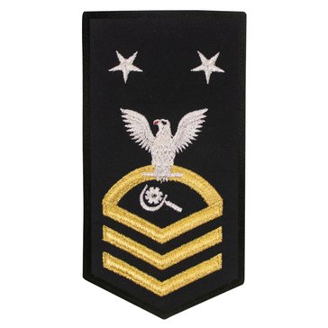 Women's E9 (MRCM) Rating Badge in STANDARD Gold on Blue POLY/WOOL for Machinery Repairman