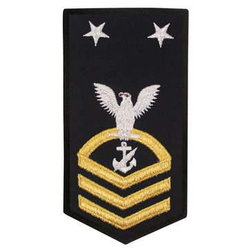 Women's E9 (NCCM) Rating Badge in STANDARD Gold on Blue POLY/WOOL for Navy Counselor