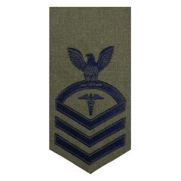 FMF Men's E7 (HMC) Rating Badge in Blue on Green for Hospital Corpsman