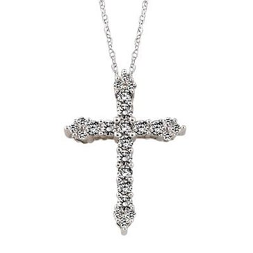 10K White Gold 1/4 cttw Cross Pendant