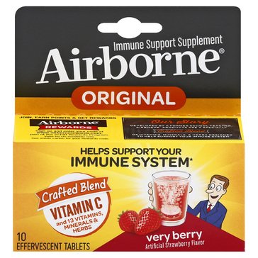 Airborne Immune System Support Very Berry Effervescent Tablets 350mg, 10ct