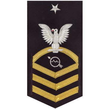 Men's E8 (OSCS) Rating Badge in LACE Gold on Blue POLY/WOOL for Operations Specialist