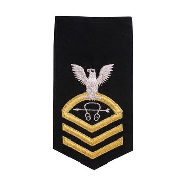Women's E7 (STC) Rating Badge in STANDARD Gold on Blue POLY/WOOL for Sonar Technician