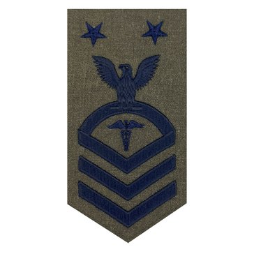 FMF Women's E9 (HMCM) Rating Badge in Blue on Green for Hospital Corpsman