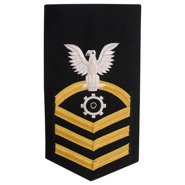 Men's E7 (ENC) Rating Badge in PREMIER VANFINE 24KT BULLION with Gold Lace on Blue Brooks Brother's POLY/WOOL for Engineman 