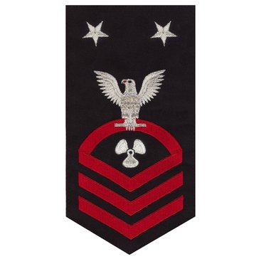 Men's E9 (MMCM) Rating Badge in STANDARD Red on Blue POLY/WOOL for Machinist's Mate