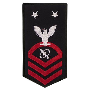 Men's E9 (MTCM) Rating Badge in STANDARD Red on Blue POLY/WOOL for Missile Technician