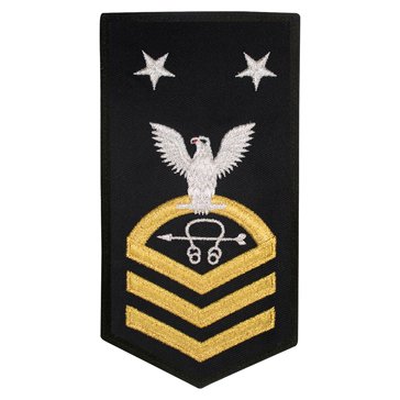 Women's E9 (STCM) Rating Badge in STANDARD Gold on Blue POLY/WOOL for Sonar Technician