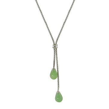 Sterling Silver Dyed Jade Lariat Necklace