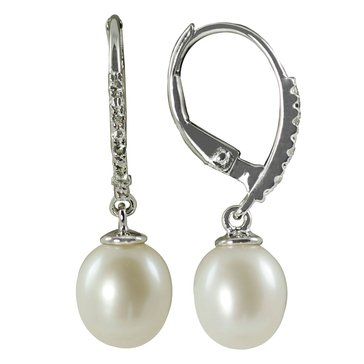 Sterling Silver Pearl and White Topaz Earrings