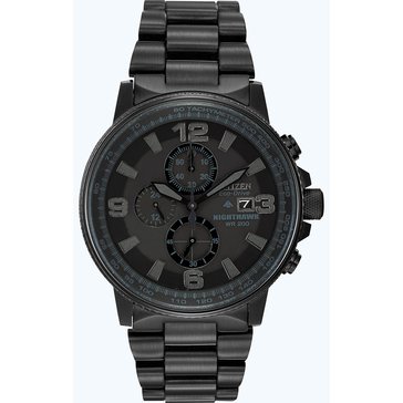 Citizen Men's Nighthawk Black Stainless-Steel Bracelet Eco-Drive Watch
