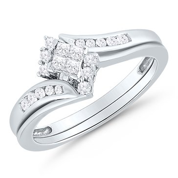 10K White Gold 1/4 cttw Diamond Bridal Ring Set