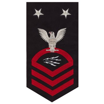 Men's E9 (ITCM) Rating Badge in STANDARD Red on Blue POLY/WOOL for Information Systems Technician