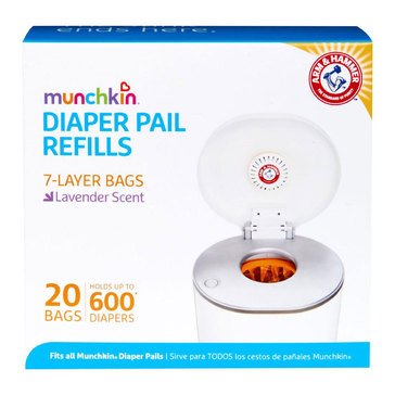 Arm & Hammer Munchkin Diaper Pail Bag Refills, 20-pack