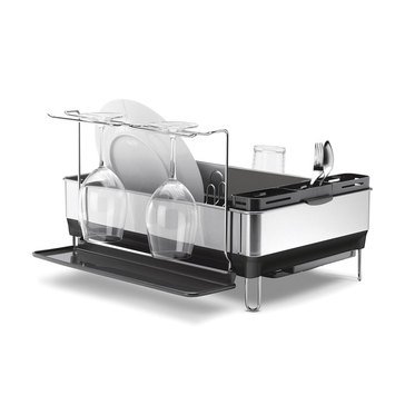 simplehuman Steel Frame Dish Rack With Wine Glass Slot