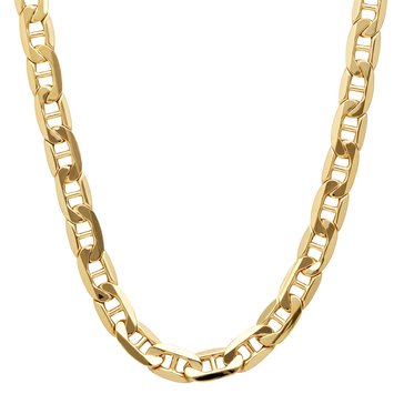 Men's 10K Yellow Gold Bevelled Marine Chain Necklace