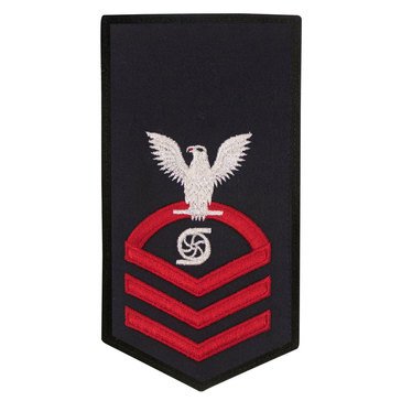 Women's E7 (GSC) Rating Badge in STANDARD Red on Blue POLY/WOOL for Gas Turbine System Technician