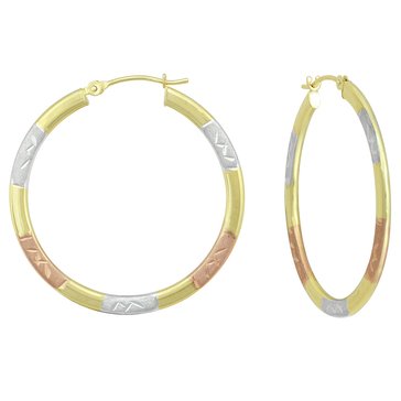 14K Tri-Color Gold Hoop Earrings