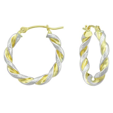 14K Two-Tone Gold Twist Hoop Earrings