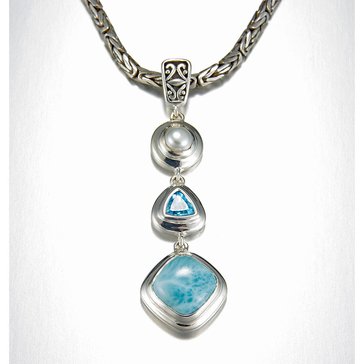 Marahlago Sterling Silver Larimar Azure Necklace