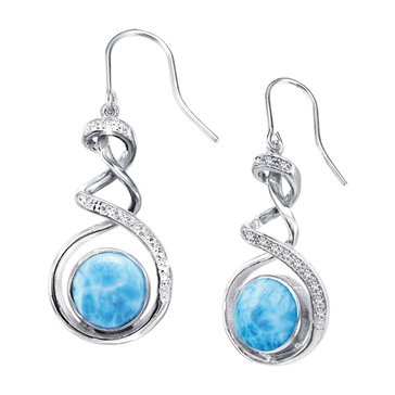 Marahlago Sterling Silver Larimar White Topaz Dante Earrings
