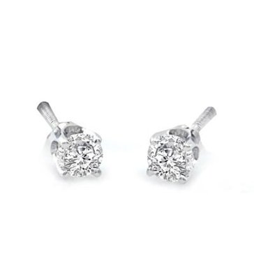 14K White Gold 1/3 cttw Diamond Round Solitaire Earrings