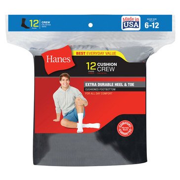 Hanes Men's 12-Pack Crew Socks