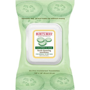 Burt's Bees Facial Cleansing Towelettes Cucumber & Sage, 30ct