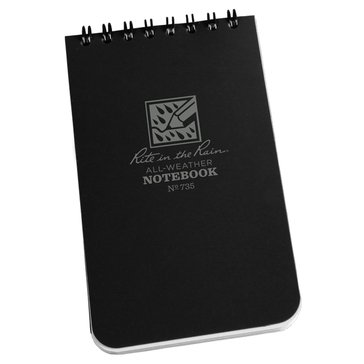 Rite In The Rain Top Spiral Universal Notebook 3X5 - Black