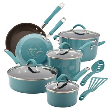 Rachael Ray Cucina 12-Piece Porcelain Cookware Set, Blue