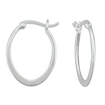 Sterling Silver Flat Oval Hoop Earrings