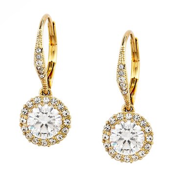 AVA Nadri Round CZ Drop Leverback Earrings