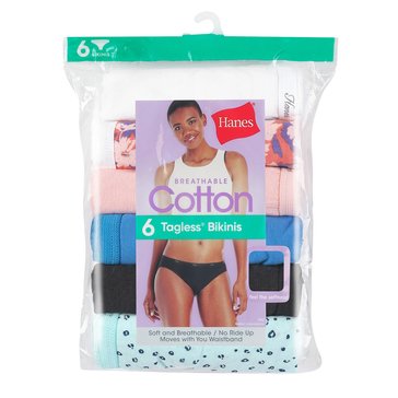 Hanes Her Way Cotton Classic Bikini, 6-Pack
