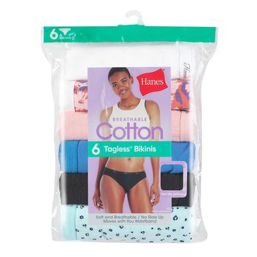 Hanes Her Way Cotton Classic Bikini, 6-Pack