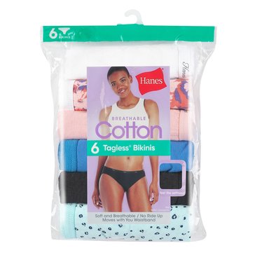 Hanes Her Way Cotton Classic Bikini, 6-Pack