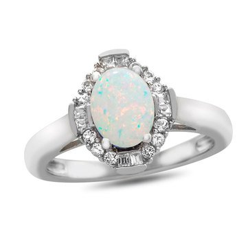 Created Opal & Created White Sapphire Ring