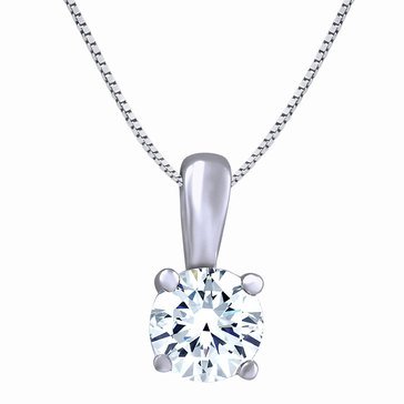 Navy Star 14K White Gold 3/8 ct Solitaire Diamond Pendant Necklace
