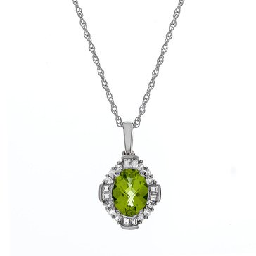 Sterling Silver Peridot & Created White Sapphire Pendant Necklace