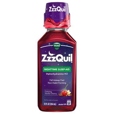Vicks ZZZQuil Liquid Sleep Aid Vanilla Cherry, 12oz