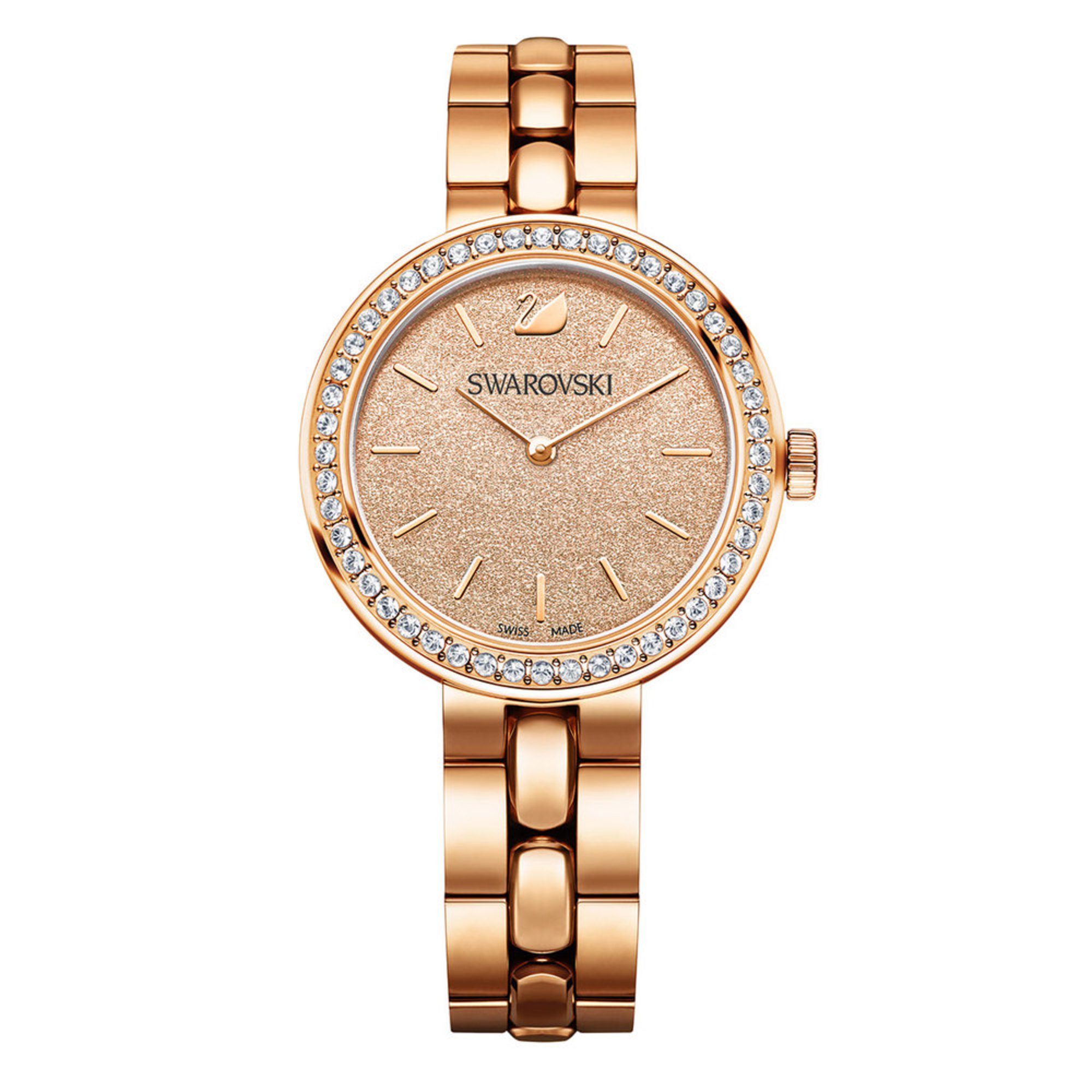 Swarovski Rose Gold Tone And Peach Daytime Bracelet Watch Women's