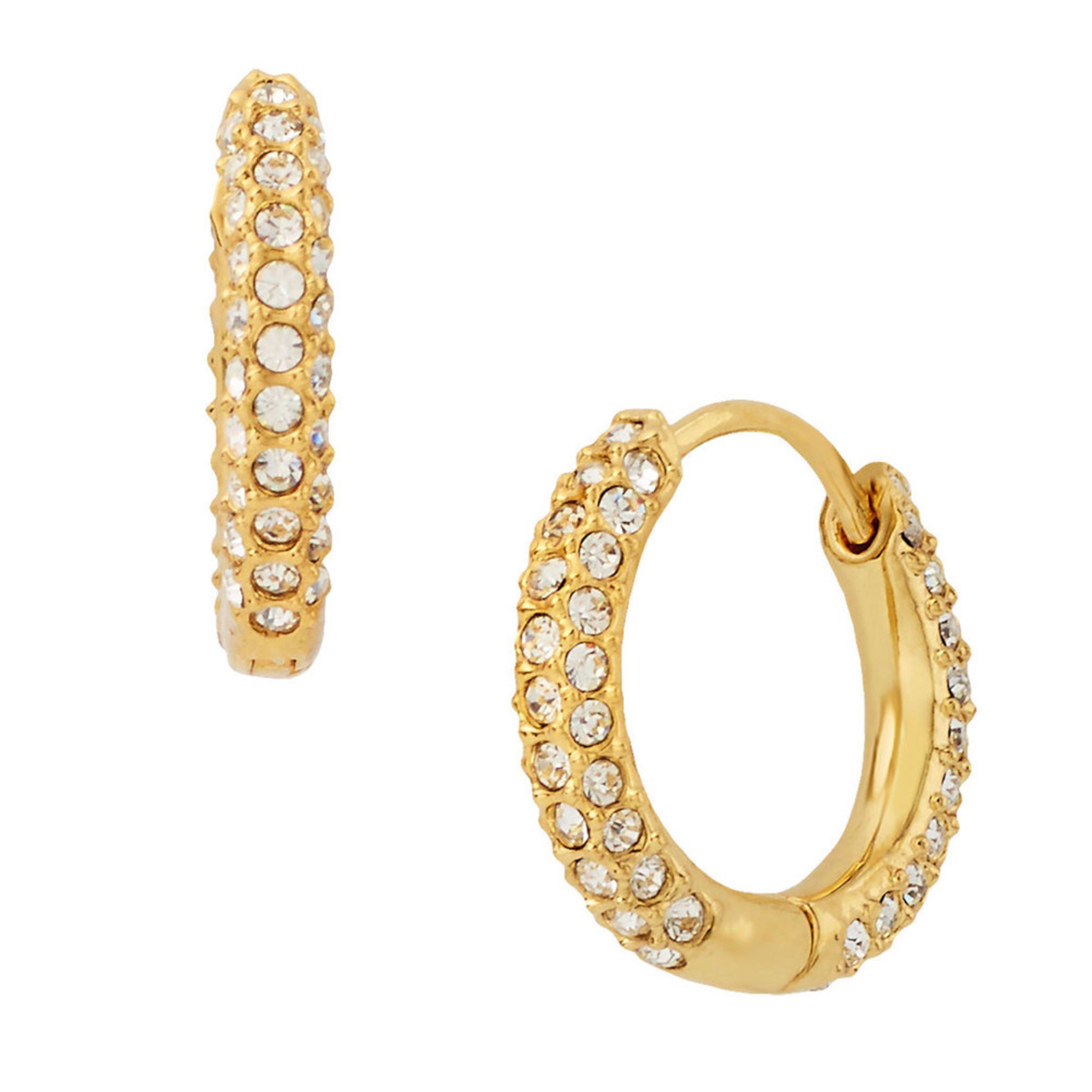 Nadri Gold Tone Small Pave Huggies Fashion Earrings 