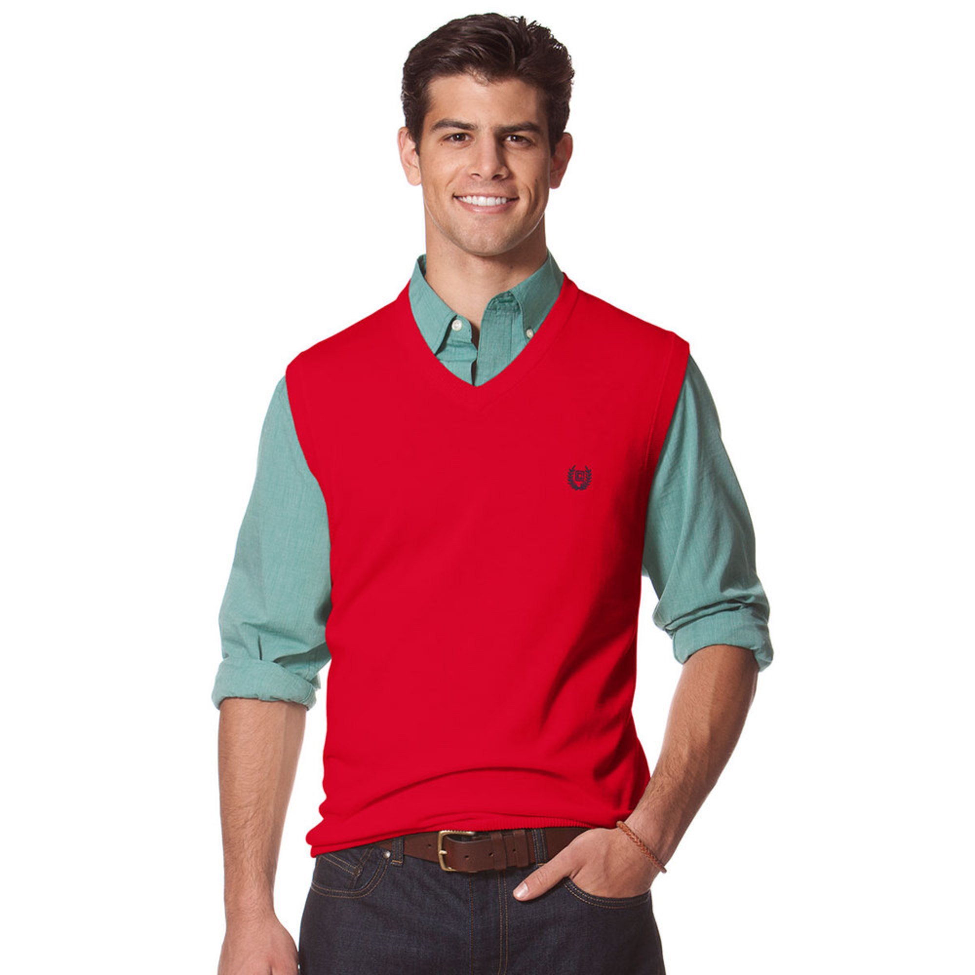 Chaps Men's Vneck Solid Sweater Vest Men's Clothing Men Shop