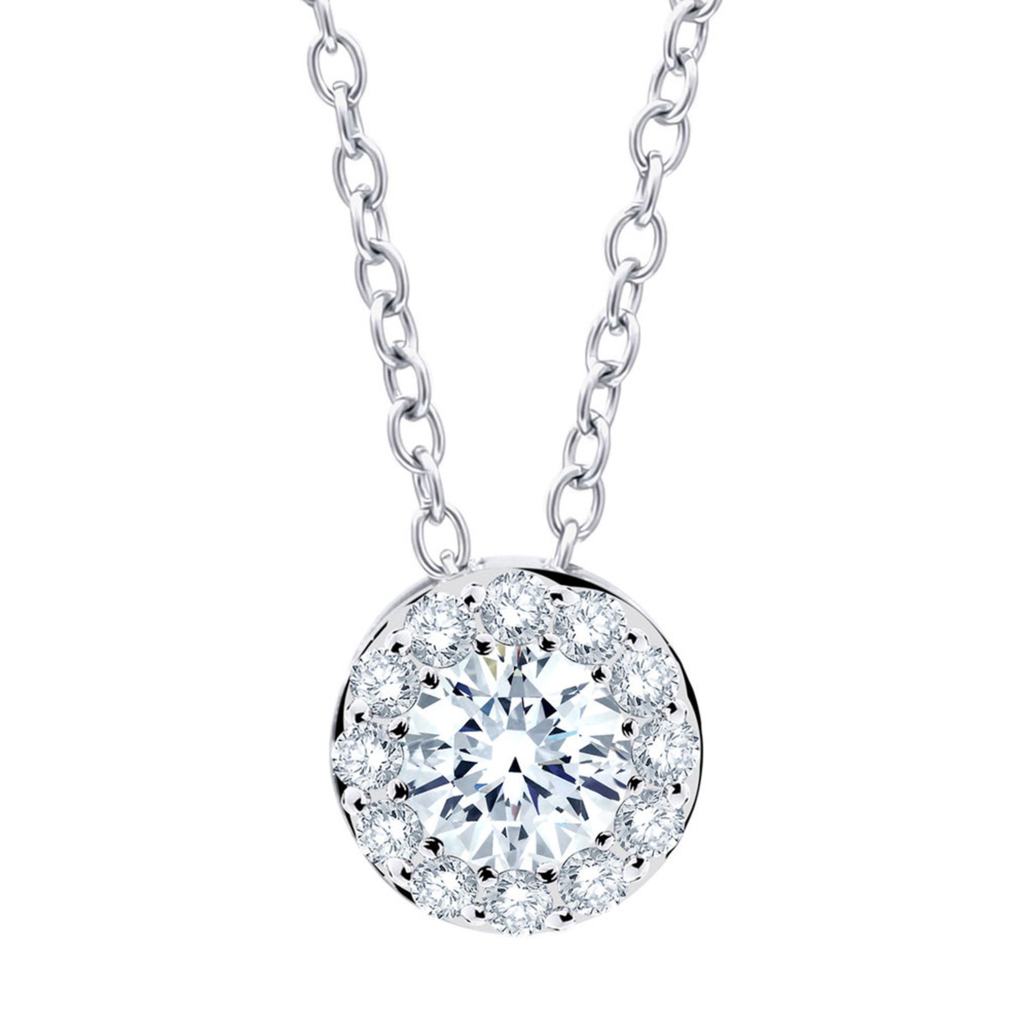 Navy Star 14k White Gold 3/8 Cttw Halo Pendant Diamond Necklaces