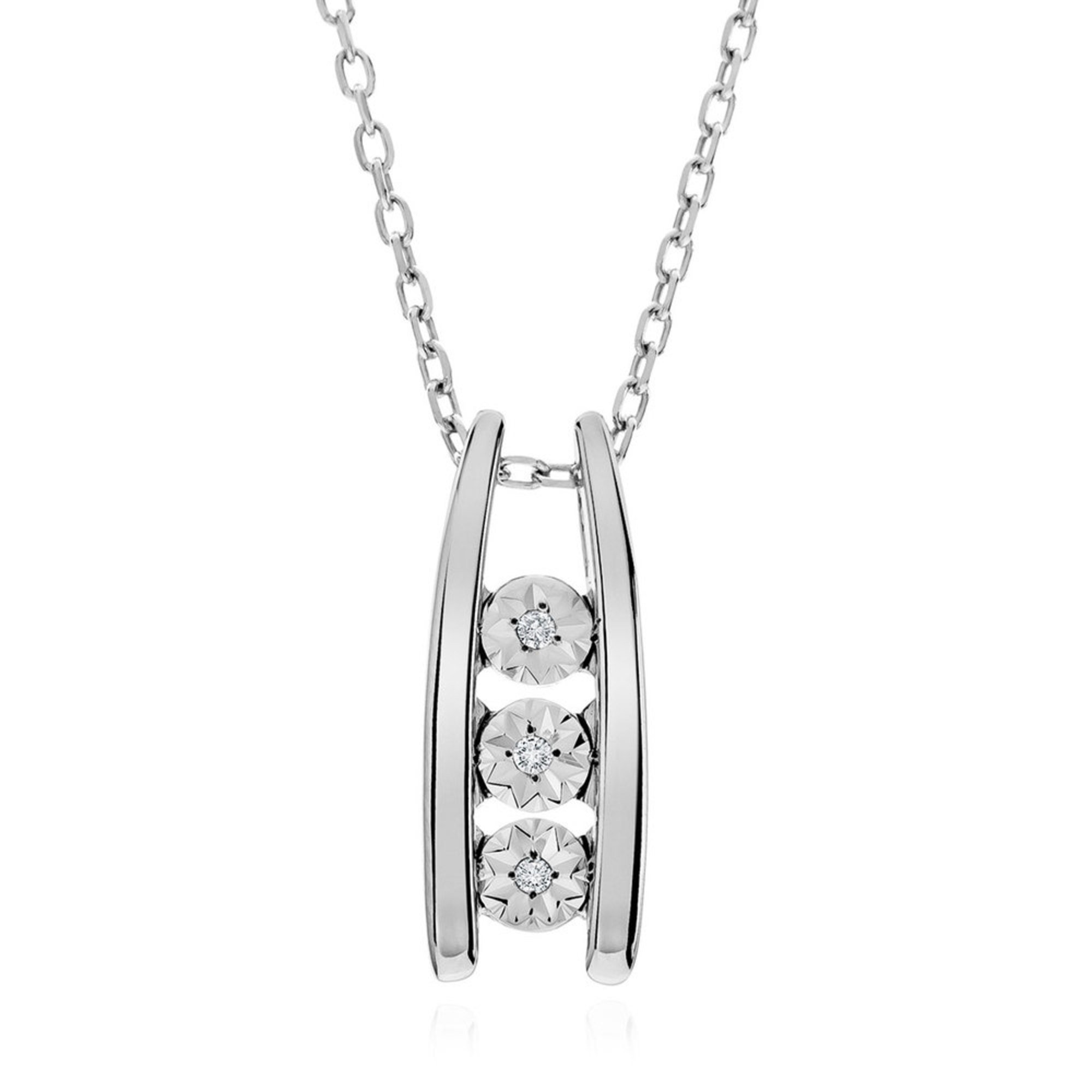 3 Diamond Ladder Pendant 18k Sterling Silver Necklaces 3 Diamond Ladder Pendant 18k Sterling Silver